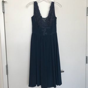 Navy blue silk cocktail dress
